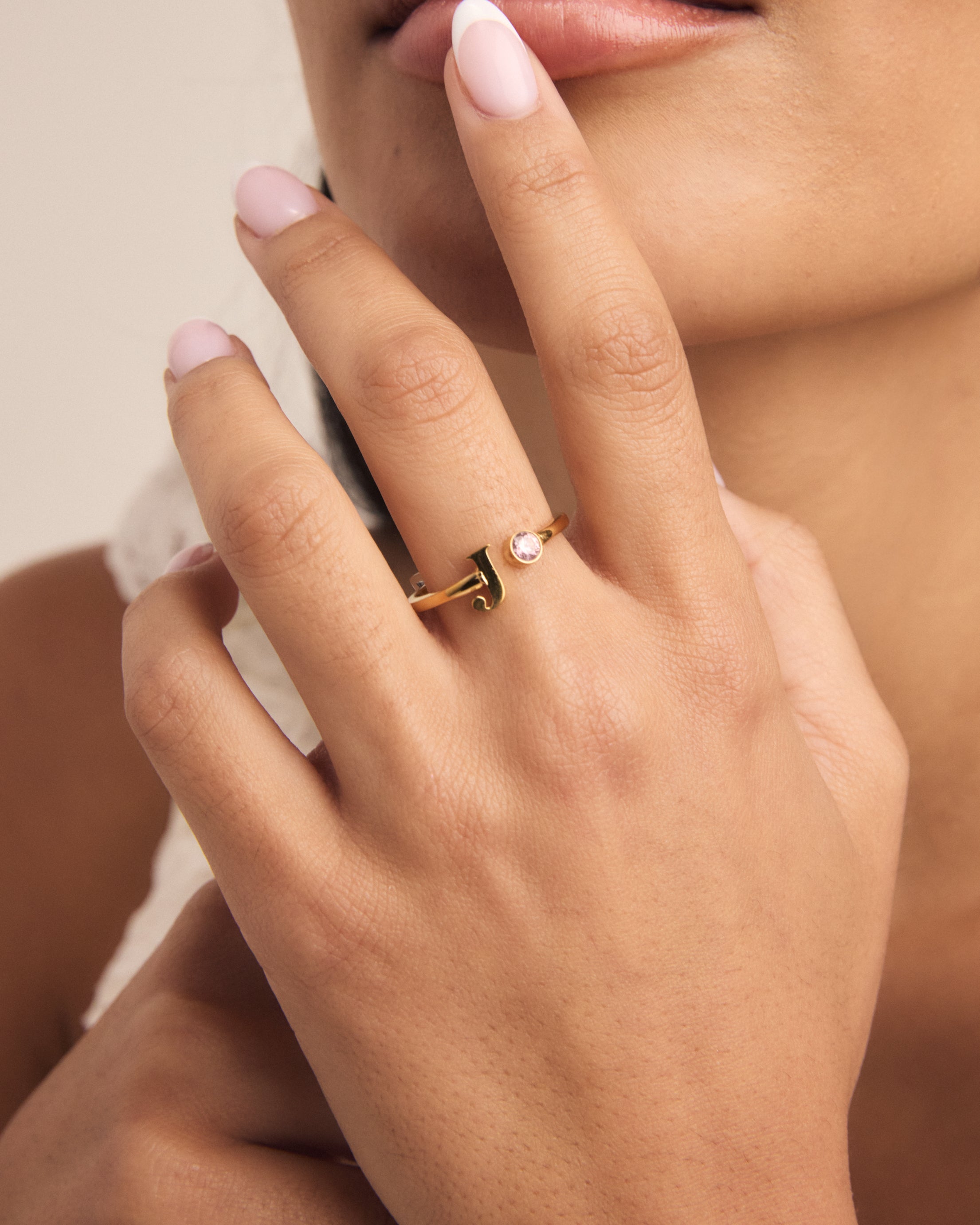 Birthstone Initial Ring