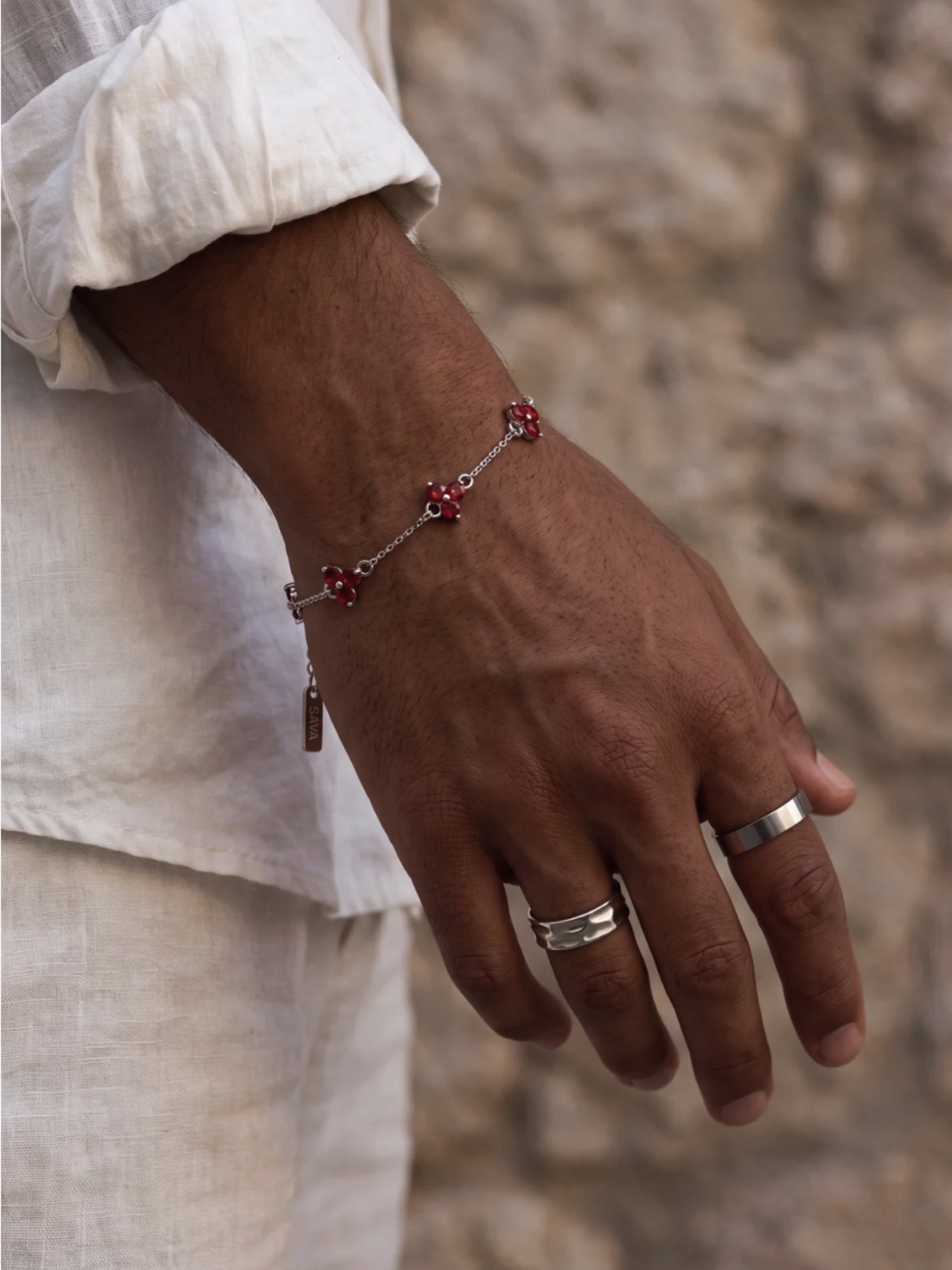 RED CLOVER BRACELET | Silver