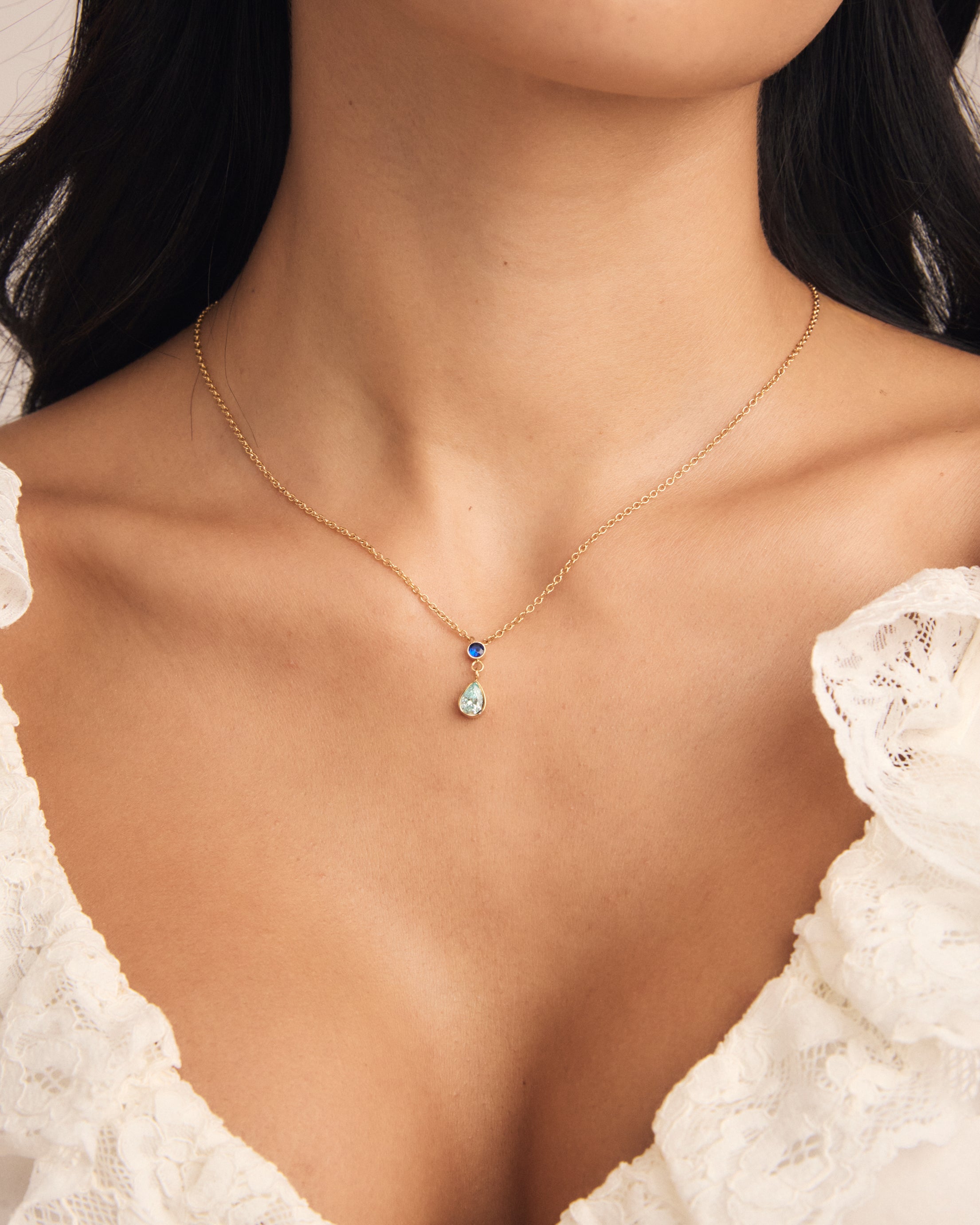 Duo Birthstone Drop Necklace