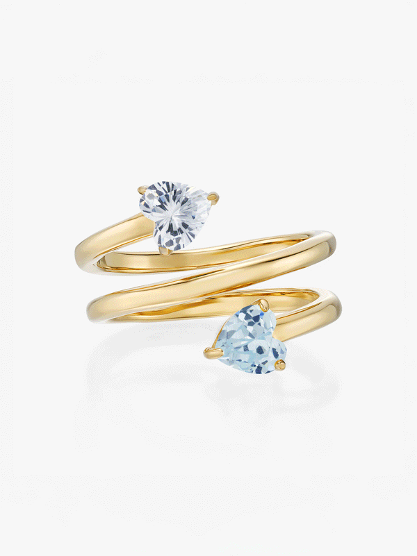 Twin Hearts Birthstone Ring