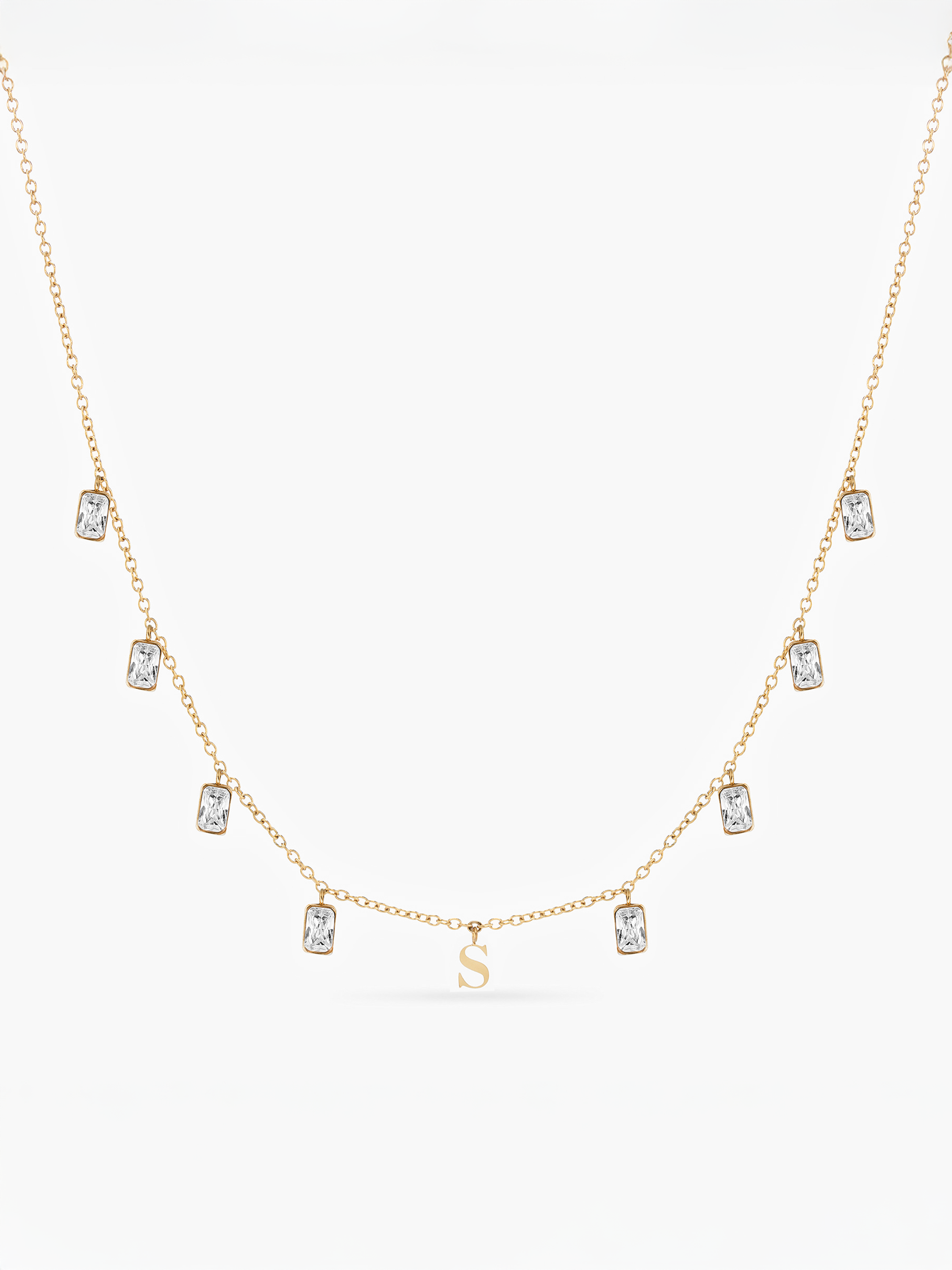 Initial Drop Necklace (Emerald Cut)